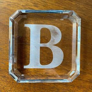 Monogram Letter B‎ Clear Crystal Desk Paper Weight
